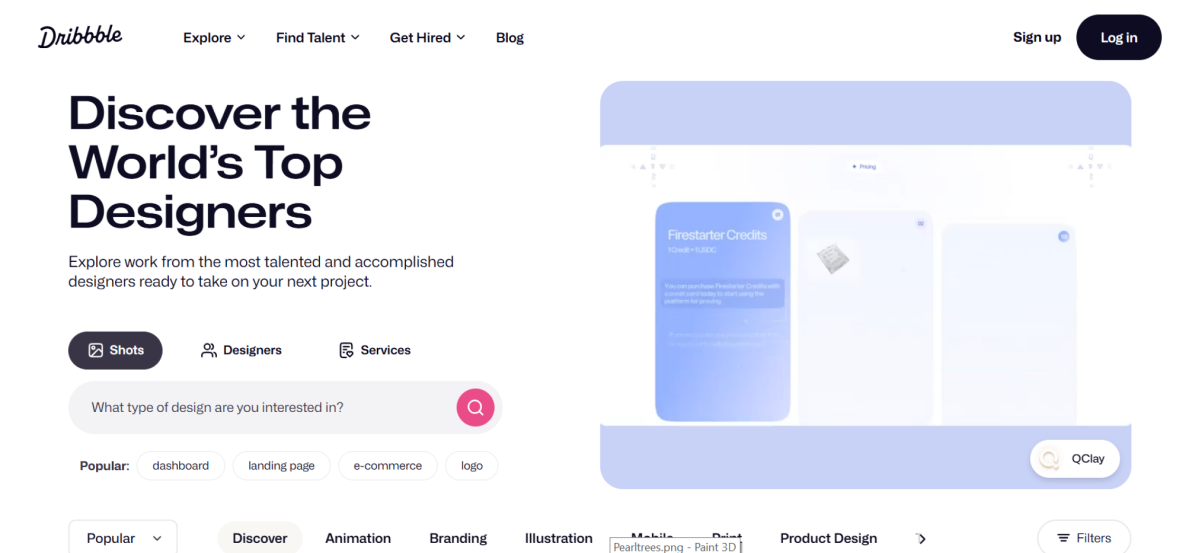 Dribbble - Alternativas ao Pinterest