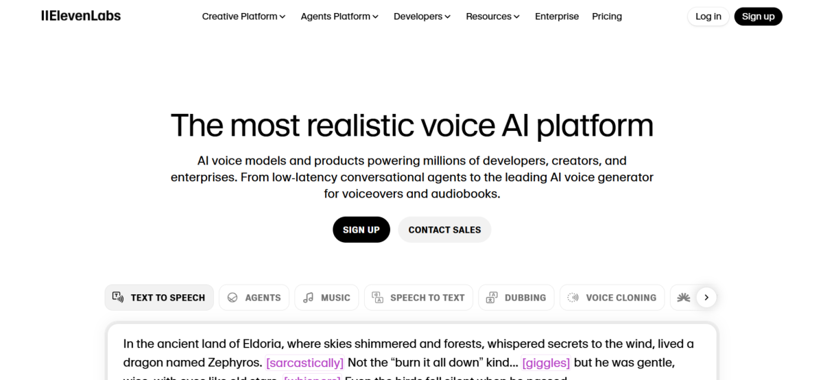 ElevenLabs - melhores geradores de voz de IA