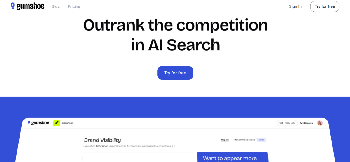 Gumshoe AI -Ferramentas de monitoramento AI Search