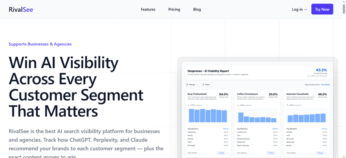 RivalSee - Ferramentas de monitoramento AI Search
