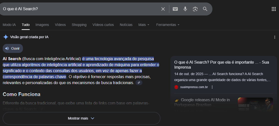 O que são visões gerais de IA