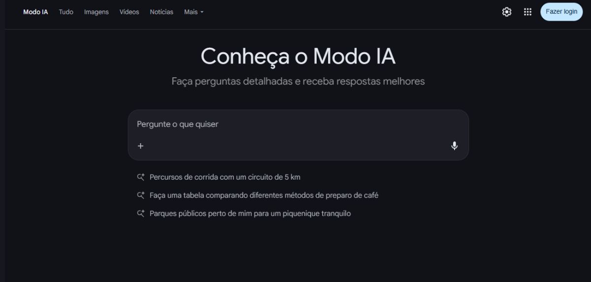 O que é o modo IA do Google