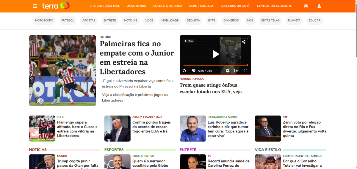 Print página inicial Portal Terra - assessoria de imprensa