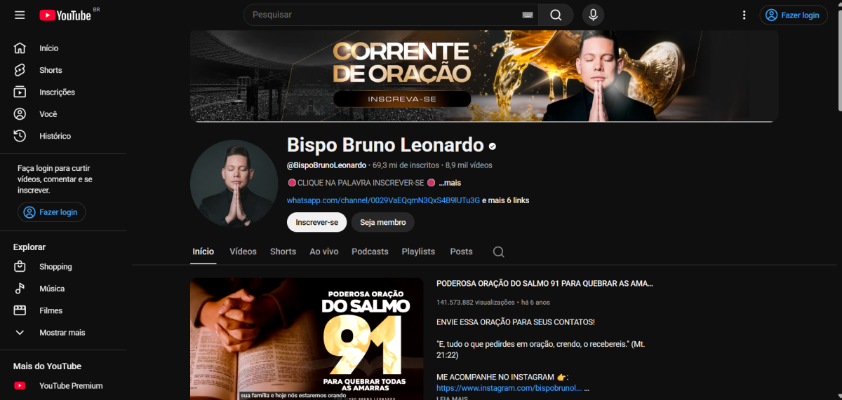 O maior canal do Youtube no Brasil - Bispo Bruno Leonardo