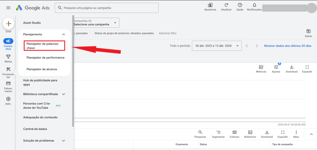 Google Keyword Planner - encontre o planejador de palavras-chaves