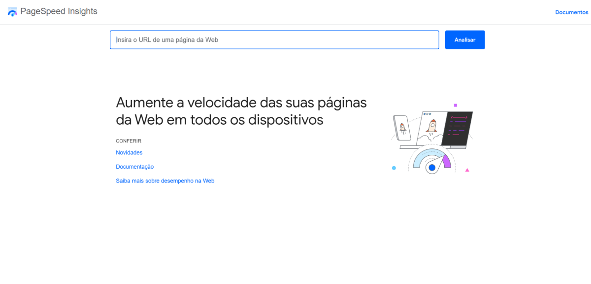Google PageSpeed Insights - página inicial