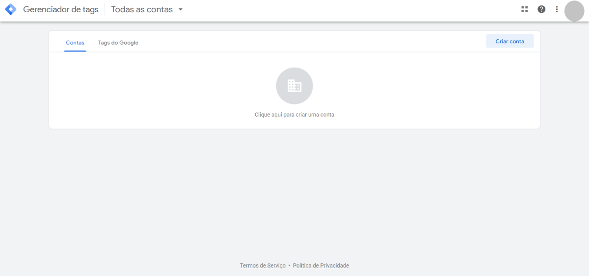 Google Tag Manager página inicial