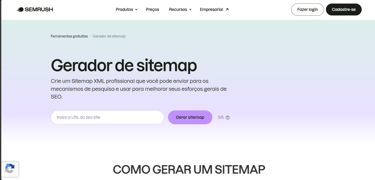 Semrush Sitemap Generator - Gerador de Sitemap
