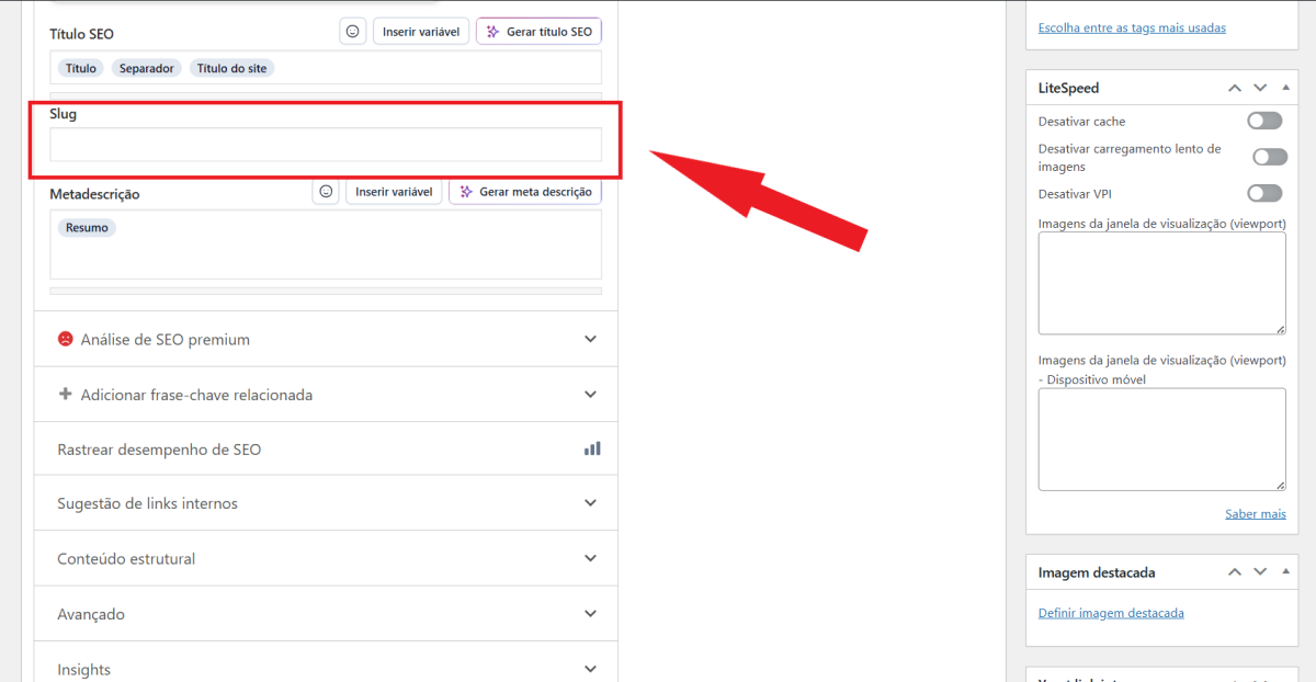 Como configurar o slug URL SEO no WordPress