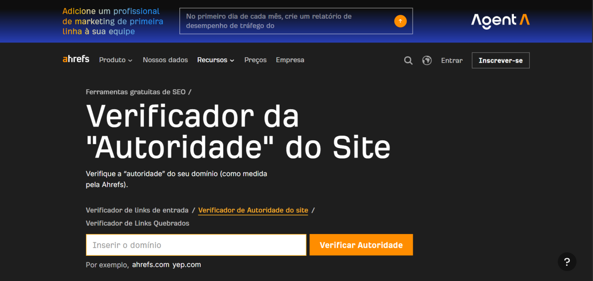 Ahrefs Autoridade de domínio